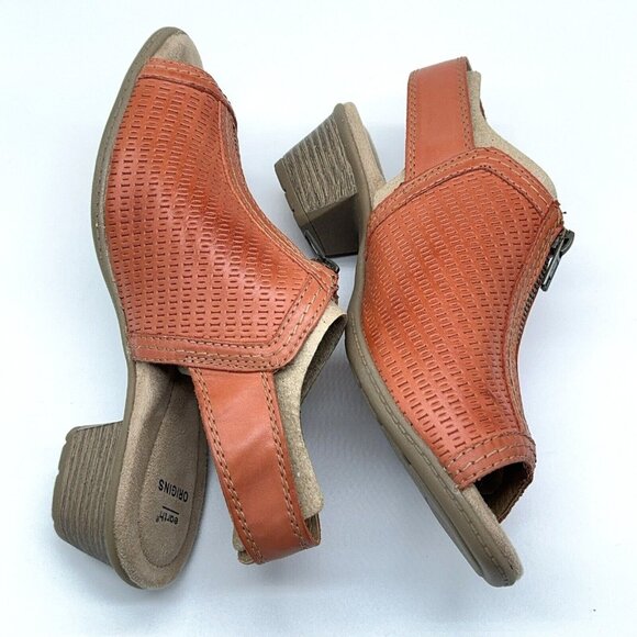 Earth Origins Leather Sandals Maureen Peep Toe Sling Back Ginger Spice  8.5 Wide - Picture 2 of 9